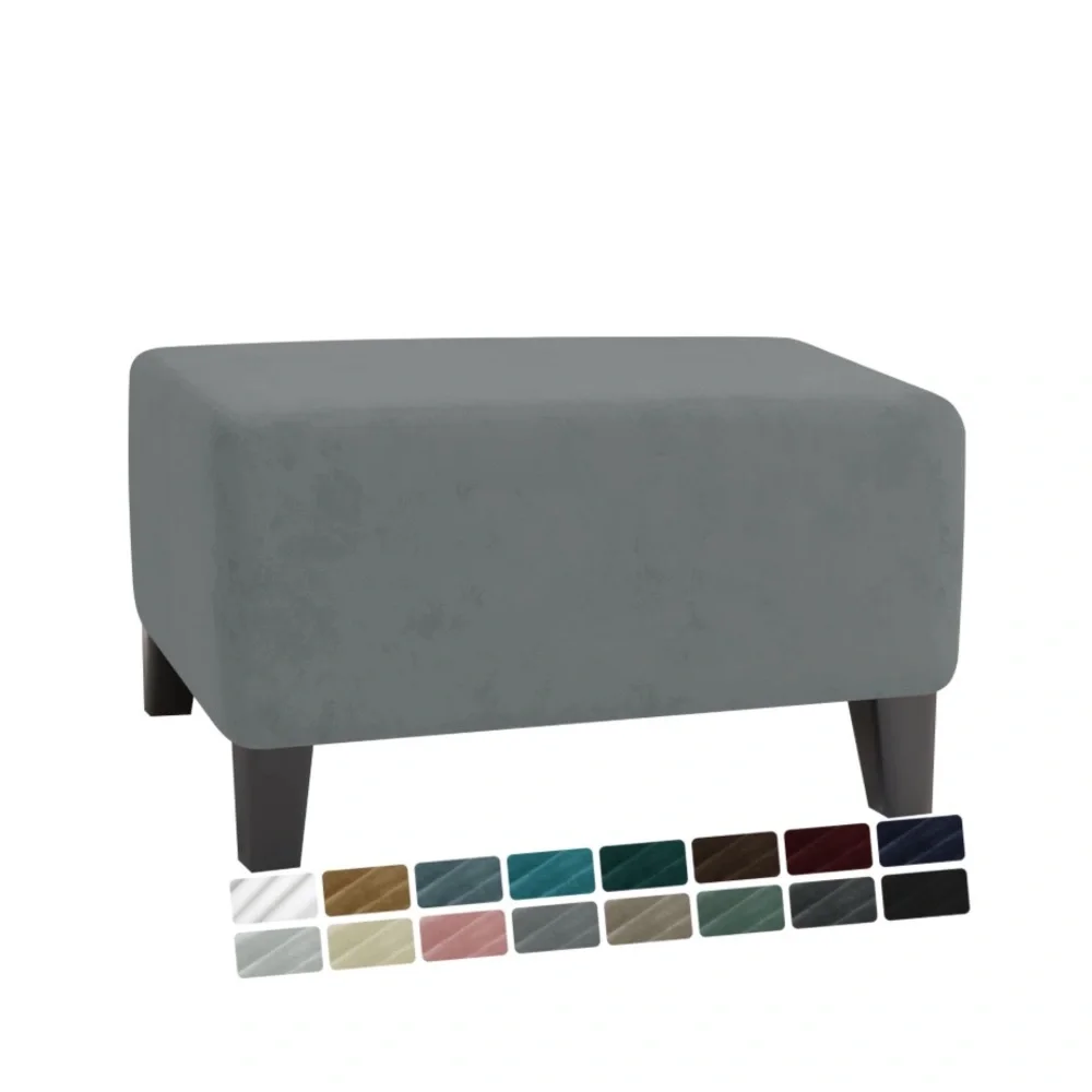 Gray Velvet Ottoman Stretch Slip Cover Size XS